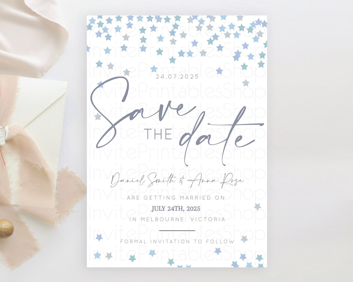 Editable Twinkle Stars Save The Date Template Pastel Twinkle Little Star Par