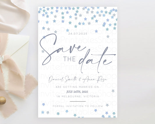 Editable Twinkle Stars Save The Date Template Pastel Twinkle Little Star Par