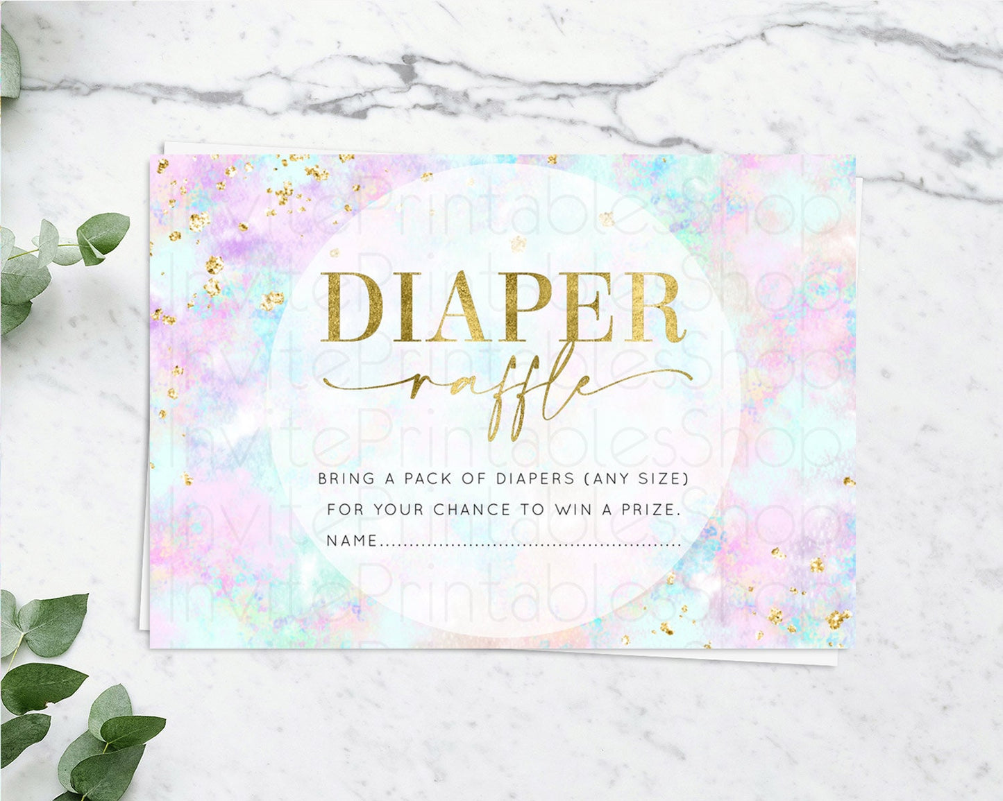 Pastel Diaper Raffle Card Pastel Rainbow Diaper Raffle Insert Colorful Ombre Watercolor Diaper Ticket Confetti Glitter Raffle Game D10652