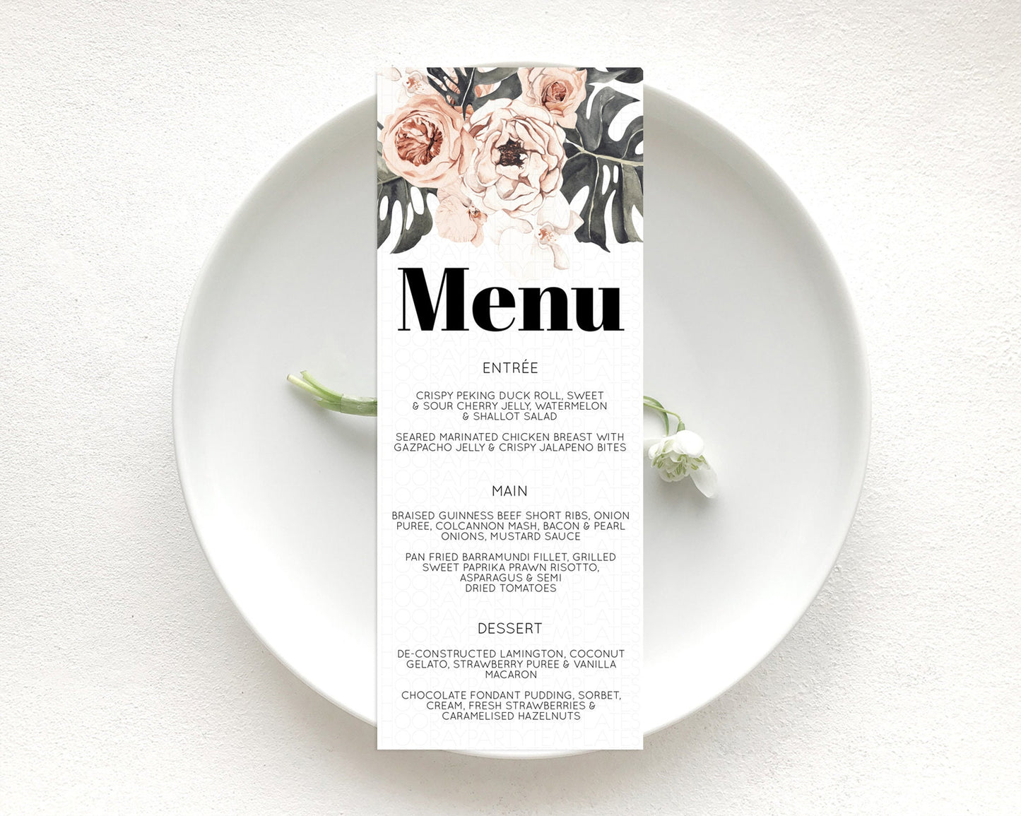 Secret Garden Menu Wildflower Menu Template Pastel Flower Garden Table Decor Boho Floral Dinner Dessert Floral Party Food Menu D10249