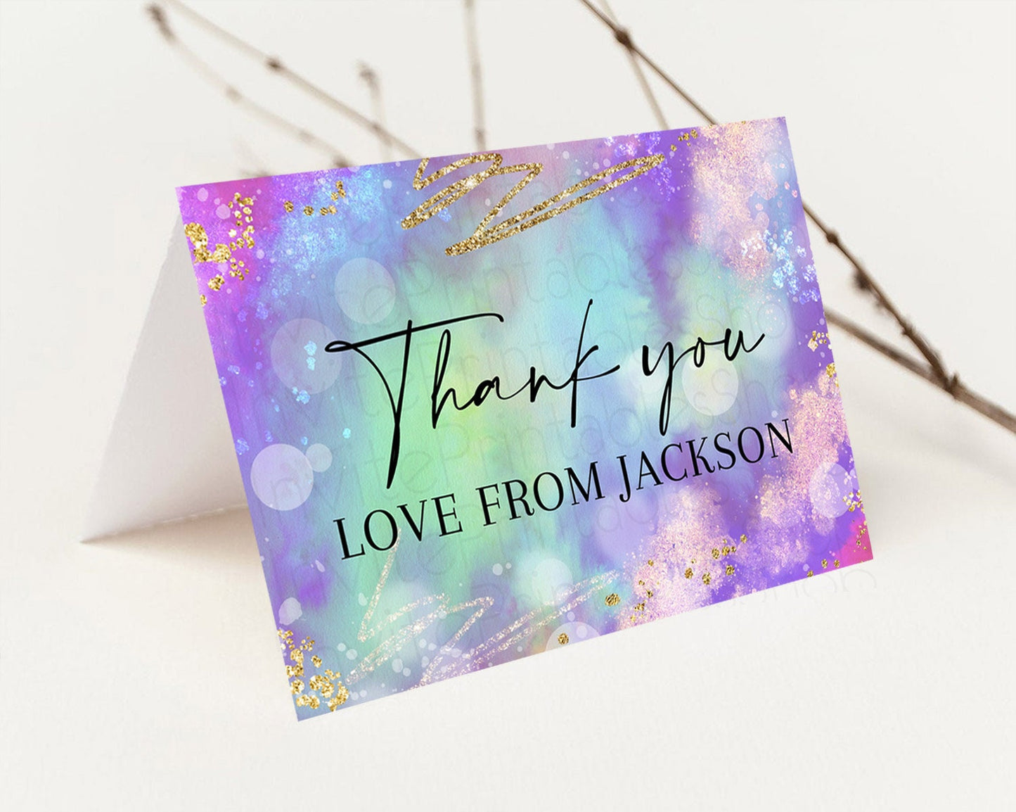 Tie Dye Thank You Rainbow Tie Dye Thank You Card Pastel Birthday Thank You Colorful Pastel Cards Rainbow Teacher Thank You Card D10680