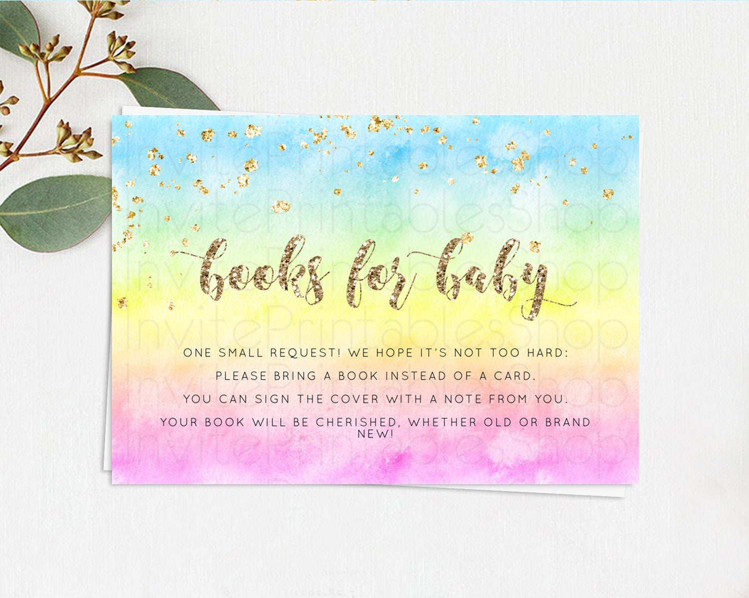 Editable Pastel Books For Baby Card Pastel Rainbow Book Insert Colorful Ombr
