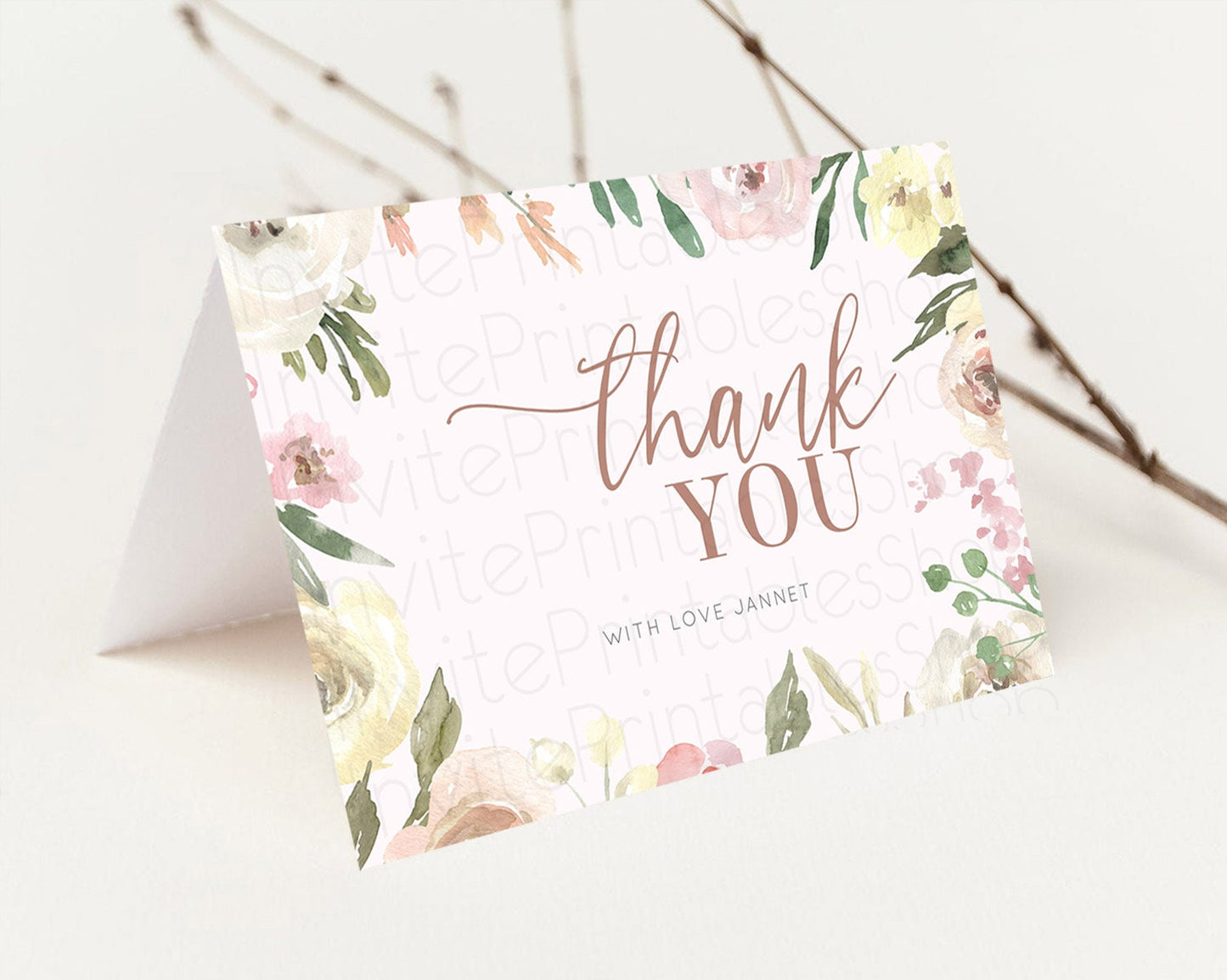 Secret Garden Thank You Wildflower Thank You Card Pastel Flower Garden Birthday Thank You Card Boho Floral Teacher Thank You Card D10192