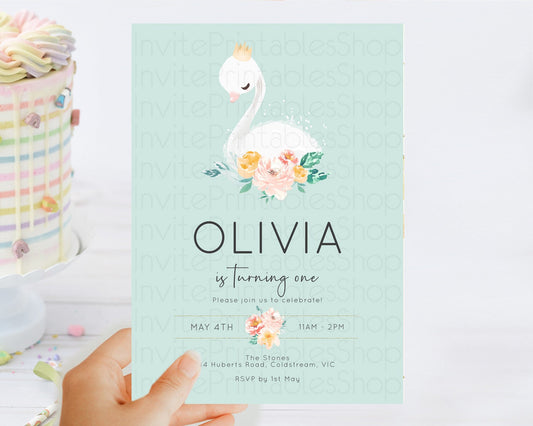 Editable Swan Birthday Invitation Swan Princess Ballet Invitation Enchanted