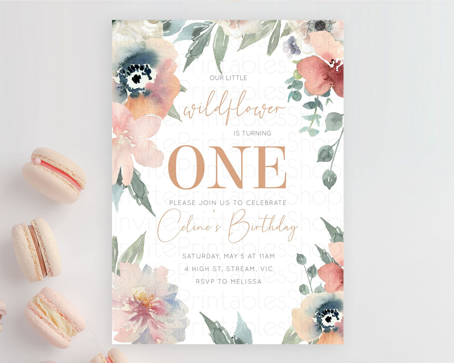 Secret Garden Invitation Wildflower Birthday Invitation Pastel Flowers Invite Enchanted Garden Boho Floral 3rd 2nd First Birthday D10787