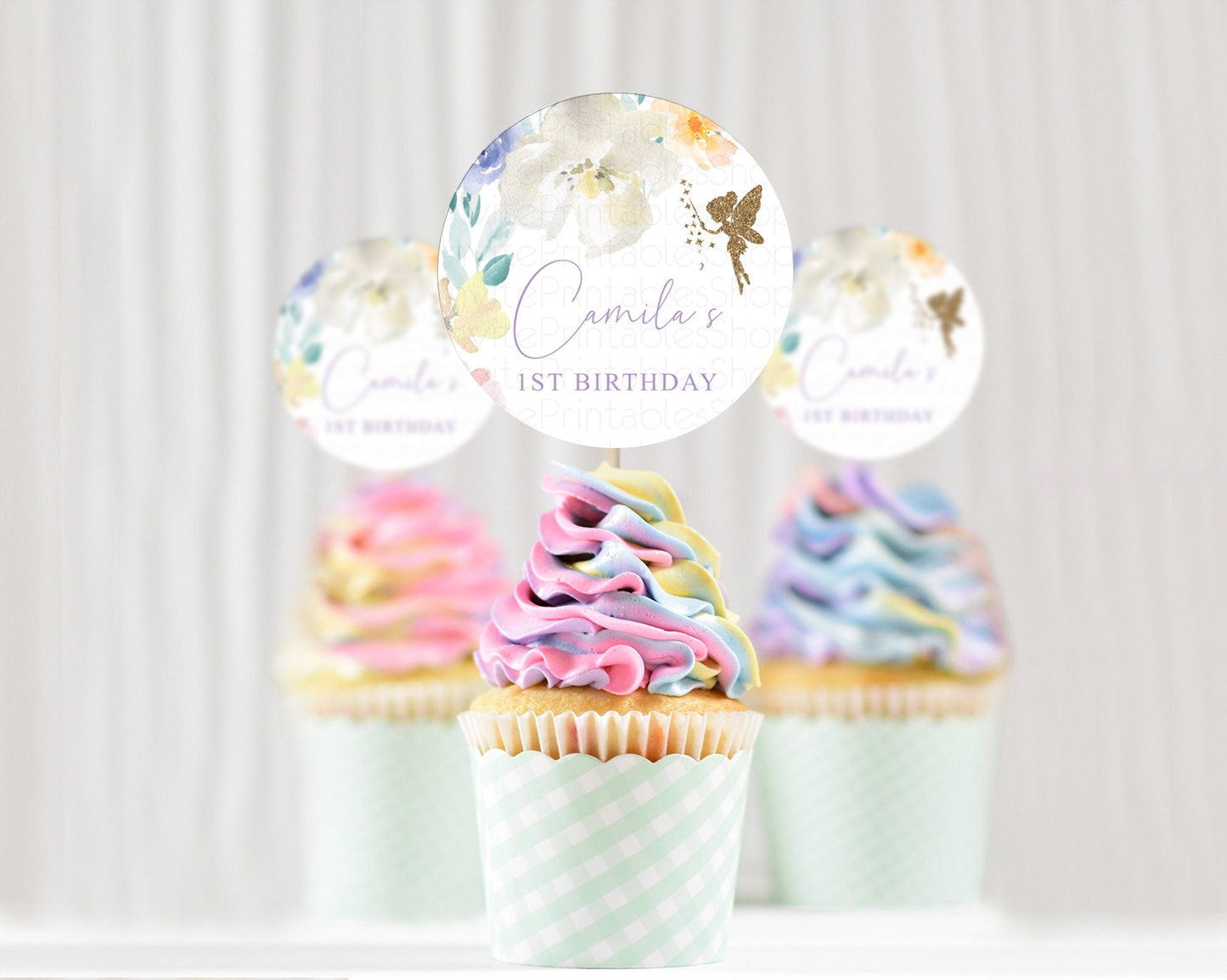 Fairy Cupcake Toppers Pastel Fairy Cupcake Toppers Fairy Floral Garden Cupcake Topper Enchanted Garden Floral Butterfly Party Decor D10761