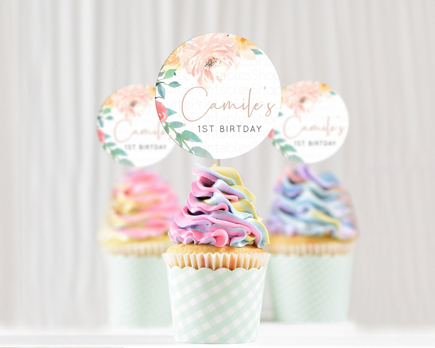 Secret Garden Cupcake Toppers Wildflower Cupcake Toppers Pastel Flowers Cupcake Toppers Enchanted Garden Boho Floral First Birthday D10706