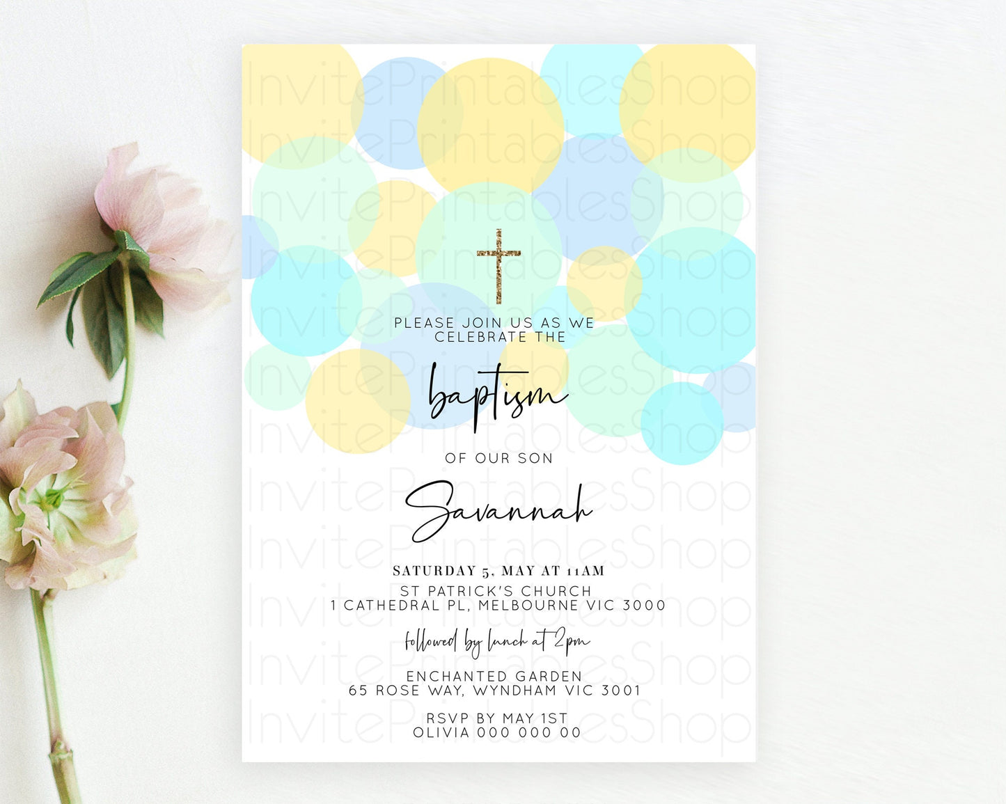Pastel Baptism Invitation Pastel Confetti Baptism 1st Birthday Invitation Colorful Rainbow Confetti Bubbles Christening Invitation 100206