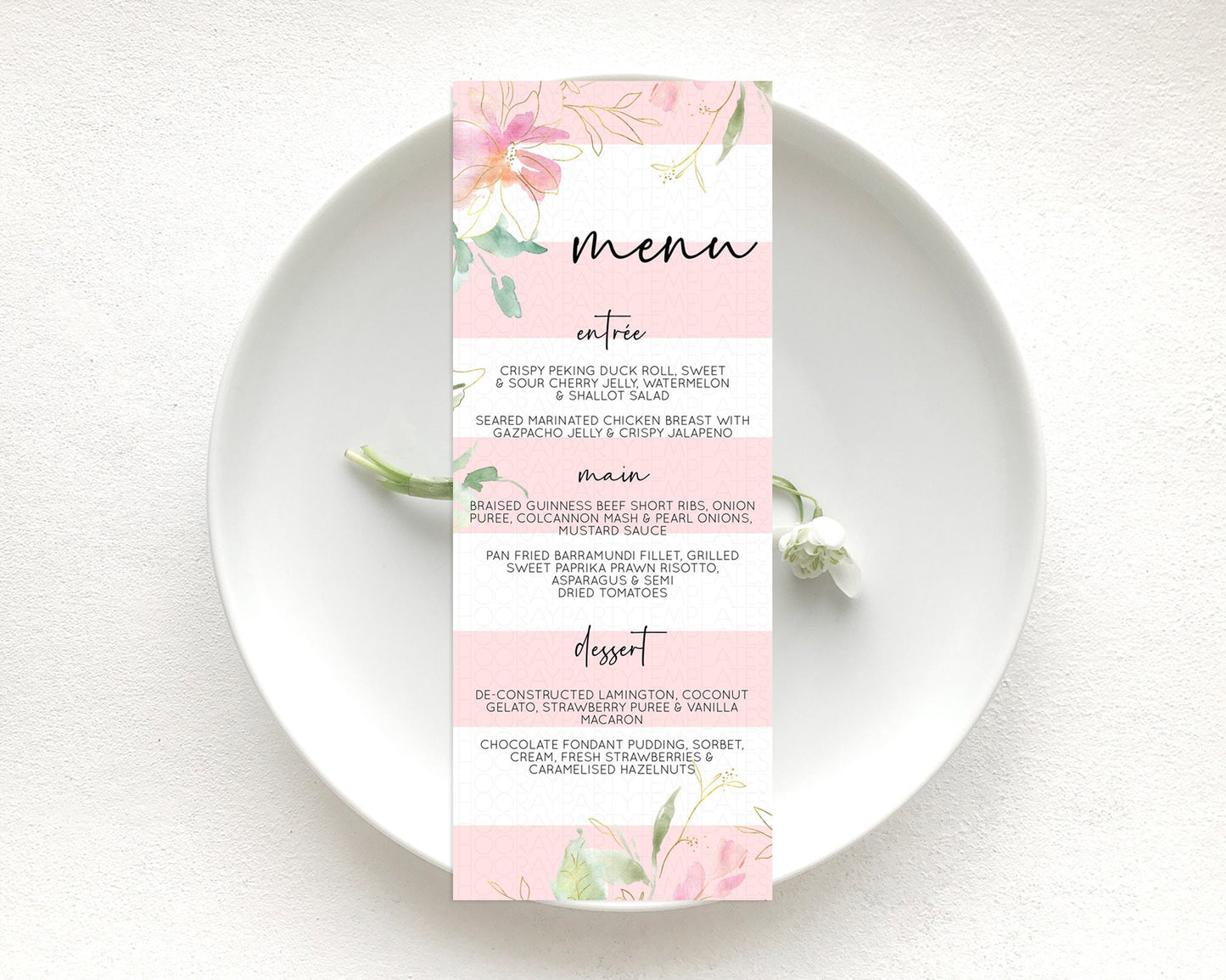 Secret Garden Menu Wildflower Menu Template Pastel Flower Garden Table Decor Boho Floral Dinner Dessert Floral Party Food Menu D10300