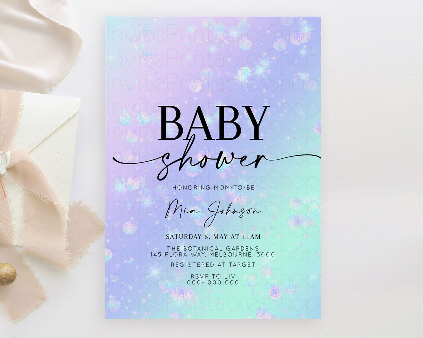 Rainbow Baby Shower Invitation Pastel Rainbow Baby Invitation Pastel Watercolor Invitation Colorful Ombre Sprinkle Shower D10663