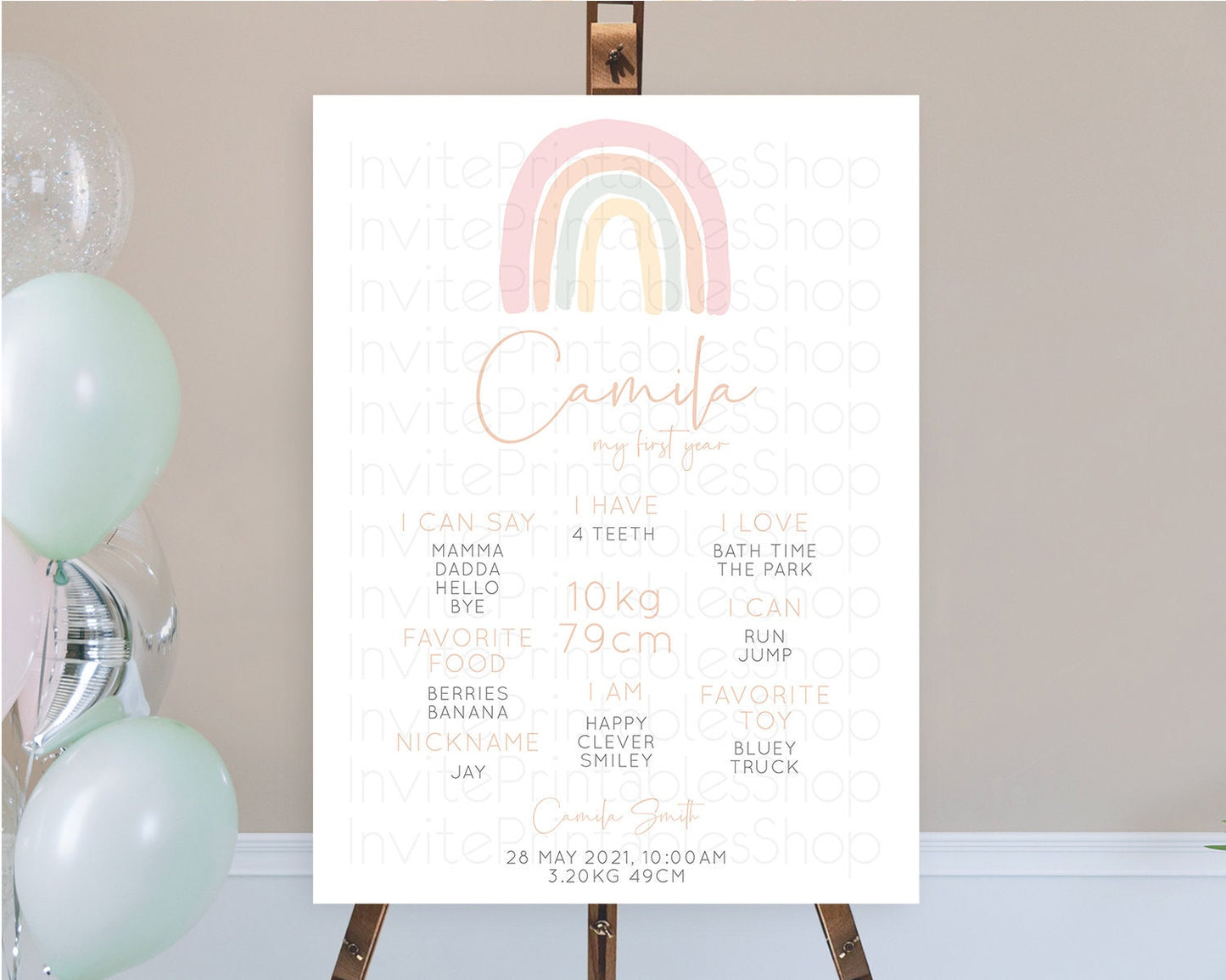 Pastel Rainbow First Birthday Milestone Poster Boho Rainbow Milestone Board Rainbow Milestone Pastel Milestone Rainbow 1st Birthday D10162