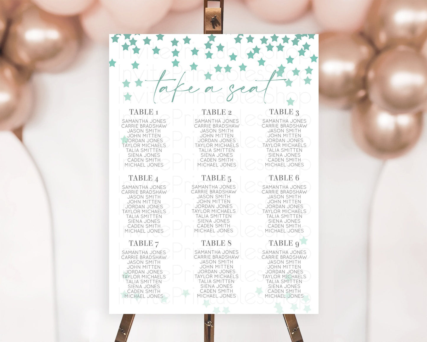 Star Seating Chart Pastel Stars Seating Chart Shooting Star Sprinkle Stars Rainbow Colorful Confetti Twinkle Little Star Decor D10310