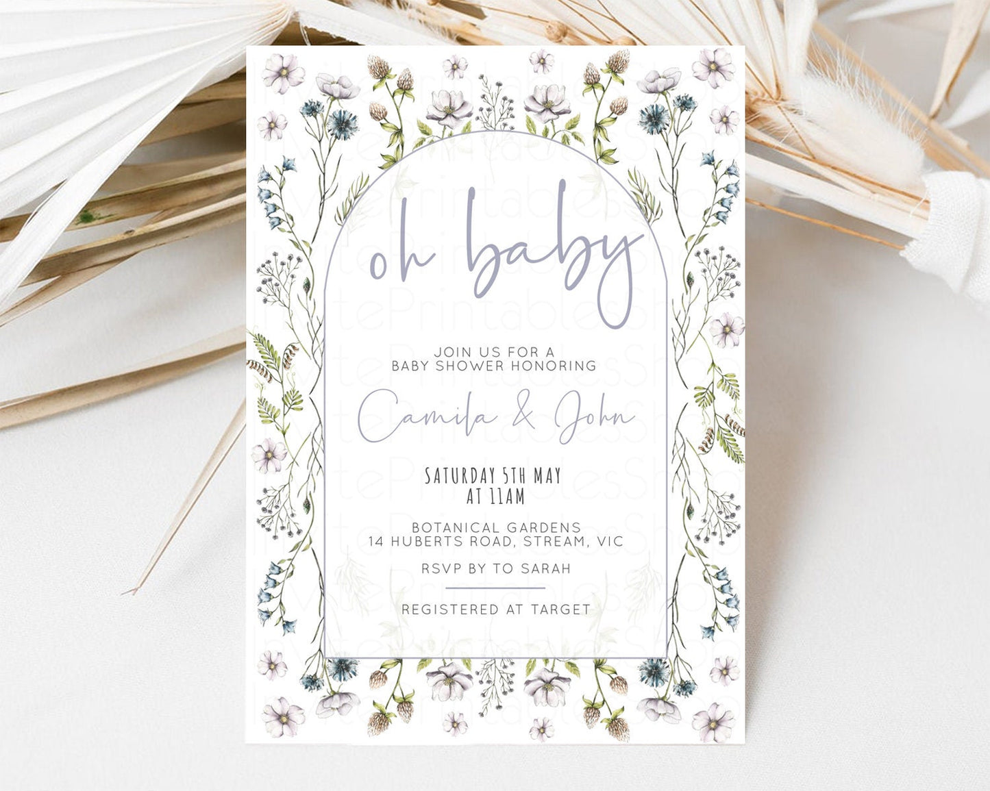 Secret Garden Baby Shower Invitation Enchanted Garden Shower Invitation Whimsical Floral Shower Boho Botanical High Tea Party Wildflower 587