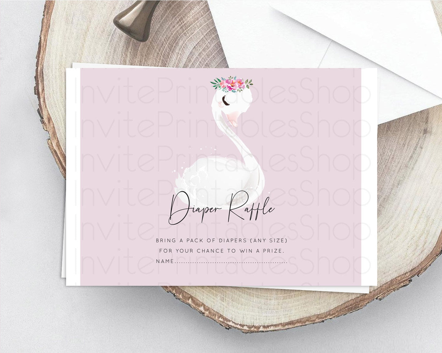 Swan Diaper Raffle Card Swan Princess Ballet Diaper Raffle Insert Enchanted Swan Lake Diaper Ticket Secret Garden Floral Raffle Game D10758