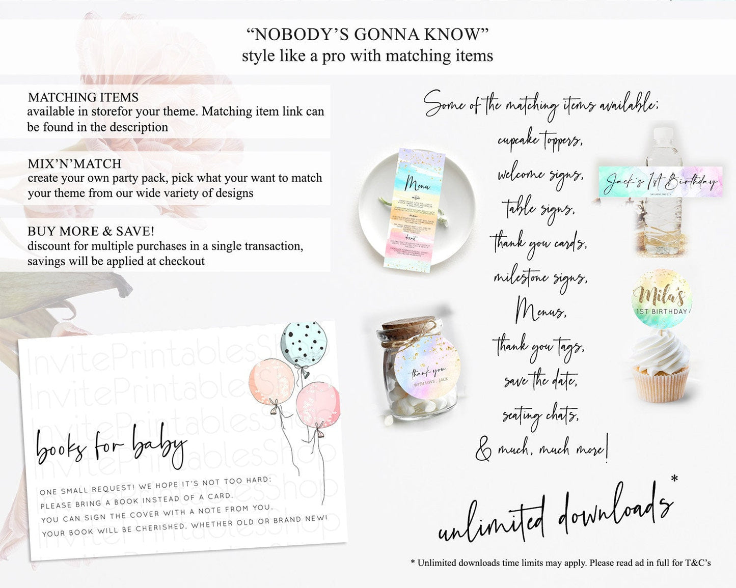Pastel Balloons Books For Baby Card Colorful Balloon Book Insert Rainbow Balloon Book Card Confetti Balloon Guests Book Poem Request D10868
