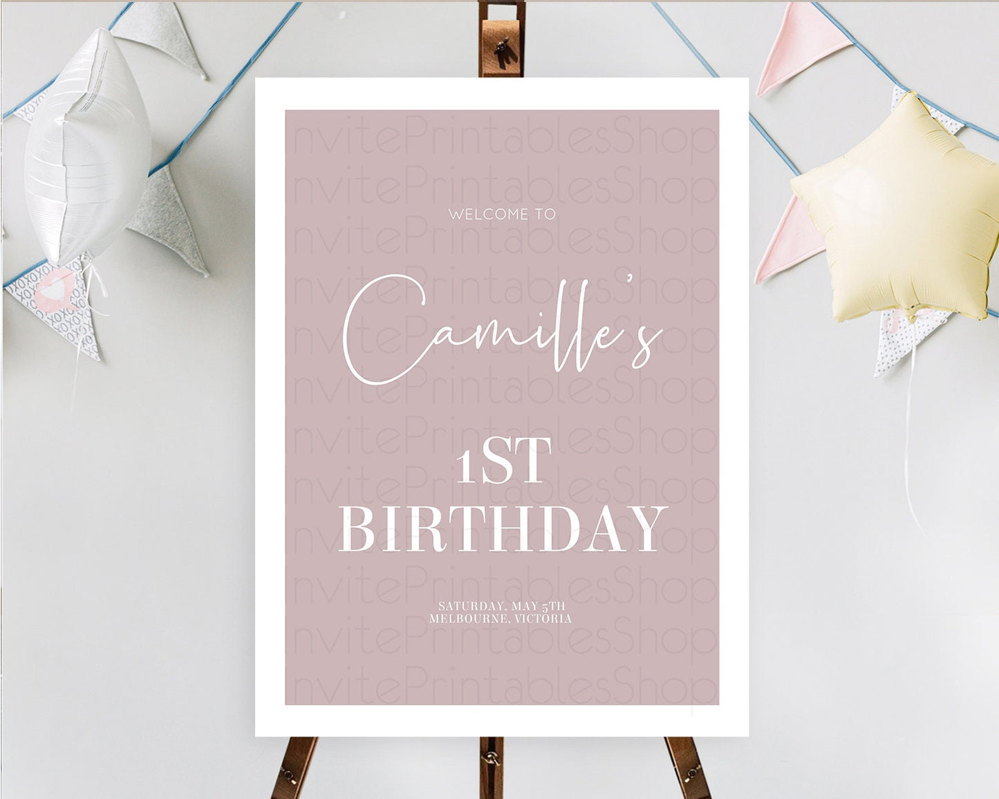 Editable Pink Welcome Sign Plain Pink Welcome Board Minimalist Pastel Pink W