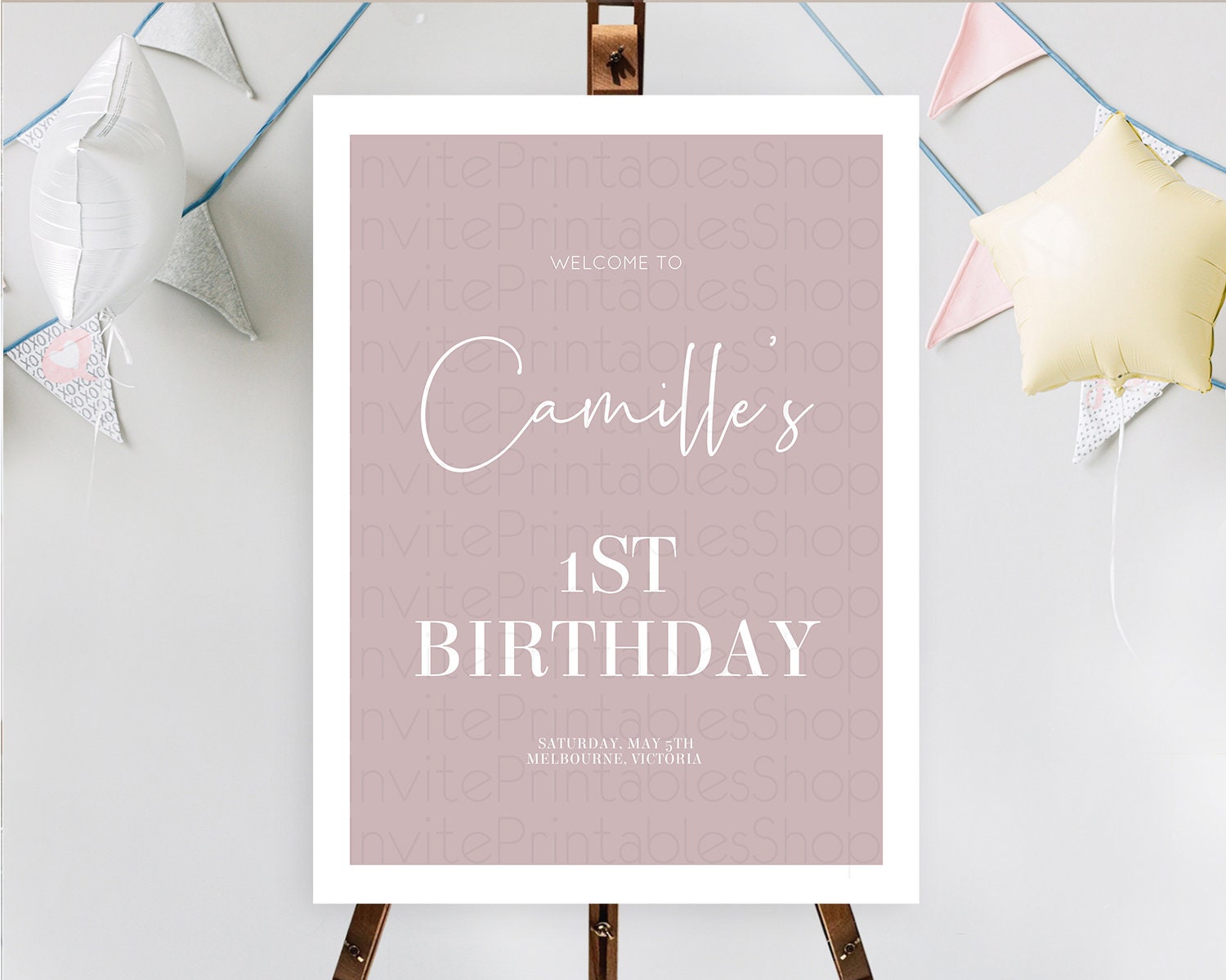 Editable Pink Welcome Sign Plain Pink Welcome Board Minimalist Pastel Pink W