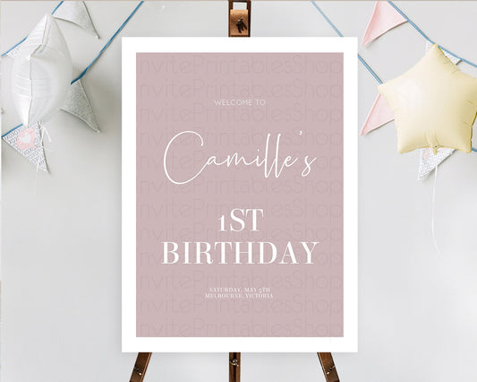 Editable Pink Welcome Sign Plain Pink Welcome Board Minimalist Pastel Pink W
