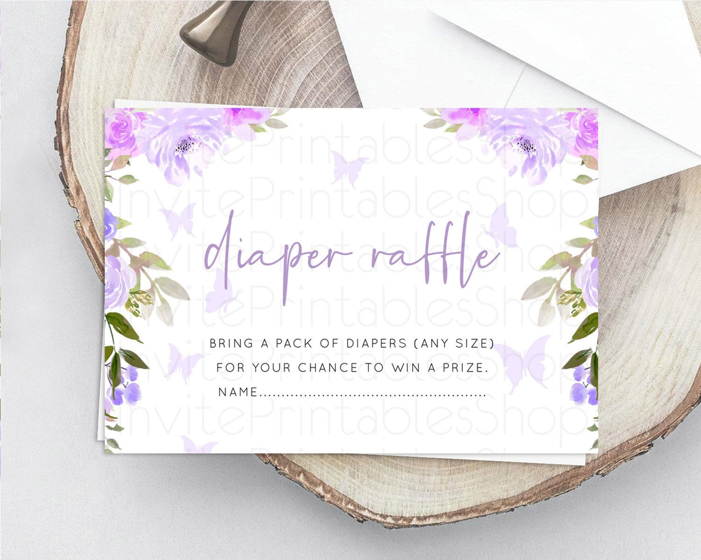 Secret Garden Diaper Raffle Card Boho Wildflower Diaper Raffle Insert Pastel Flower Garden Baby Shower Card Flower Raffle Game D10719