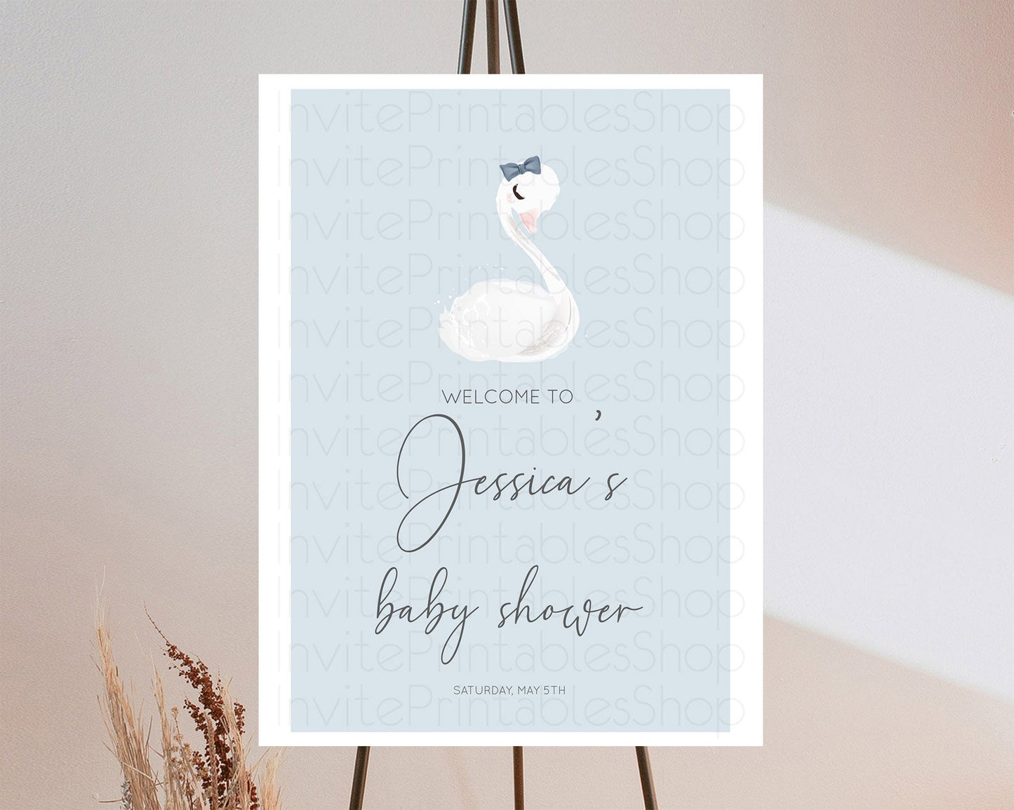 Swan Baby Shower Welcome Board Swan Princess Ballet Welcome Sign Enchanted Swan Lake Secret Garden Pastel Floral Swan Welcome Sign D10760