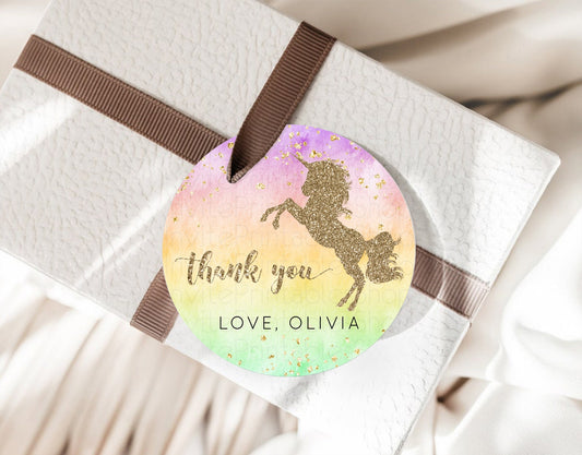 Editable Unicorn Rainbow Thank You Gift Tags Pastel Unicorn Thank You Tags M