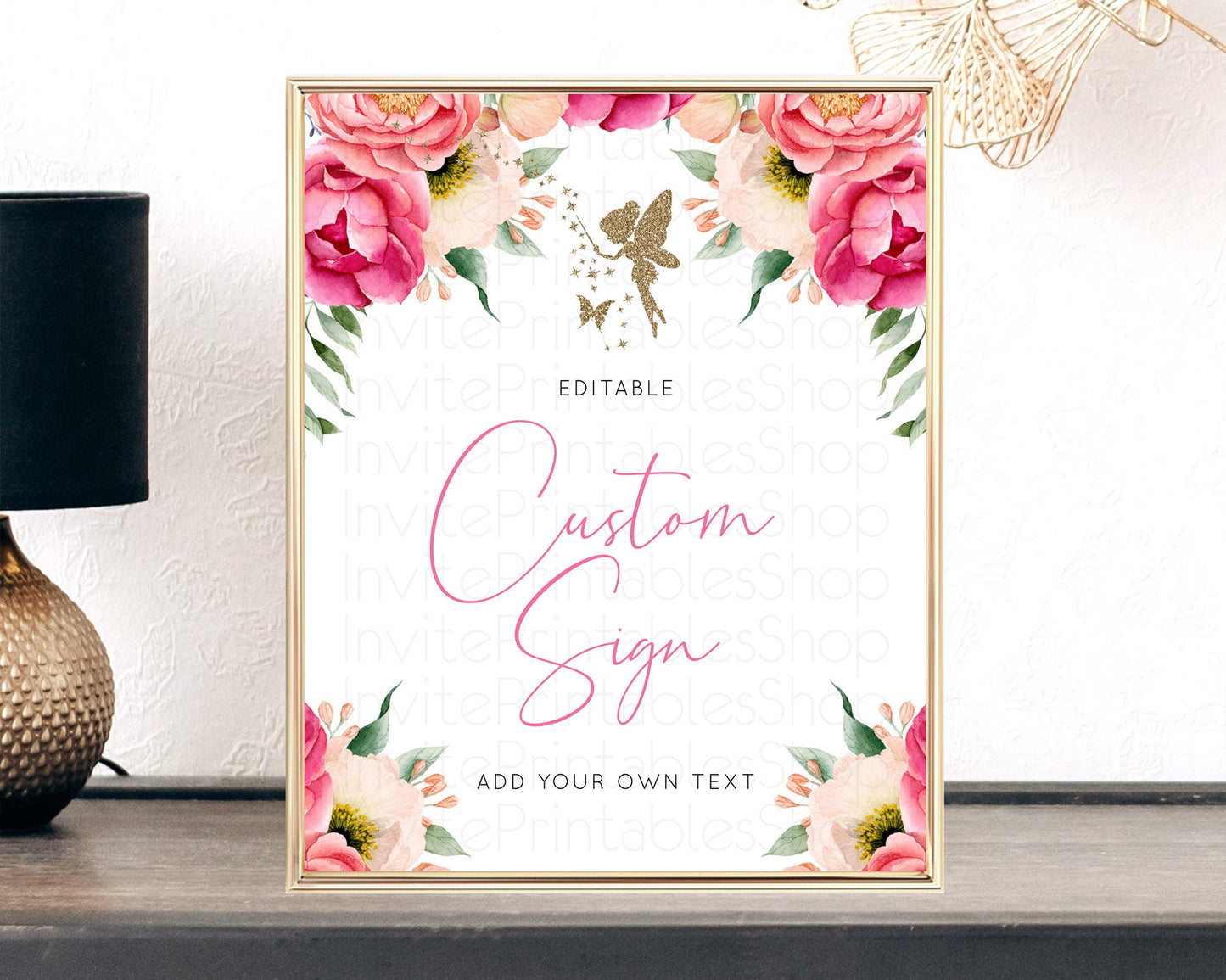 Fairy Sign Enchanted Garden Table Sign Décor Pastel Floral Butterfly Party Secret Garden Birthday Baptism Baby Shower Bridal Shower D10883