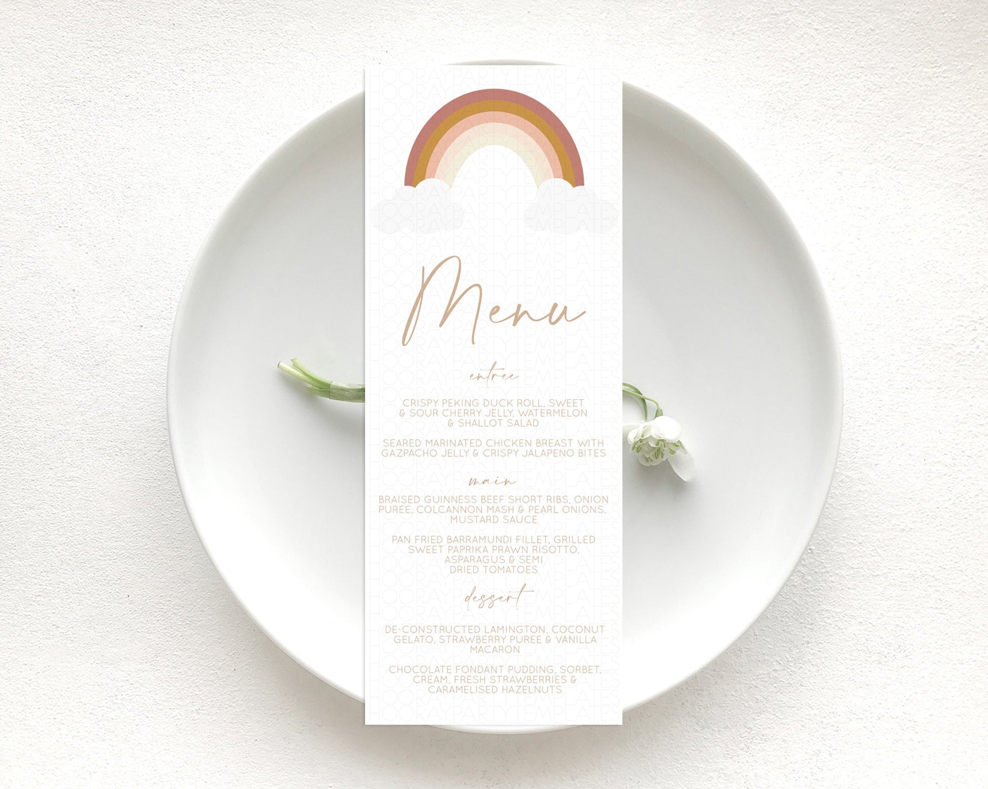 Editable Pastel Rainbow Menu Boho Rainbow Menu Template Rainbow Boho Table D