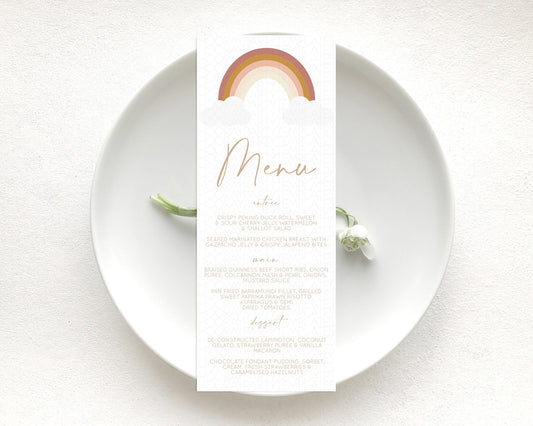 Editable Pastel Rainbow Menu Boho Rainbow Menu Template Rainbow Boho Table D