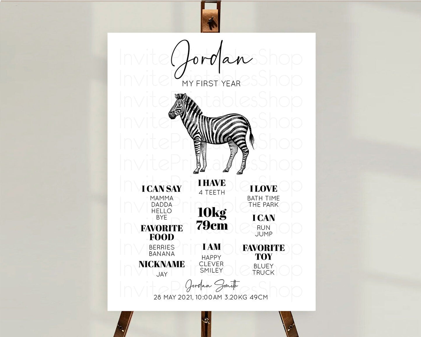 Zebra First Birthday Milestone Board Zebra Milestone Poster Zebra Decor Safari Adventure Zebra First Birthday Welcome Sign D10249