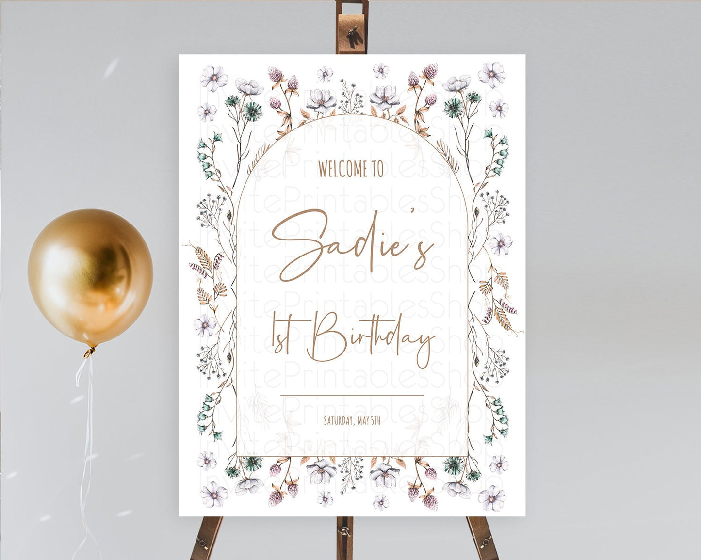 Secret Garden Welcome Sign Wildflower Welcome Board Pastel Flower Garden Welcome Poster Boho Wildflower First Birthday Welcome Sign D10604