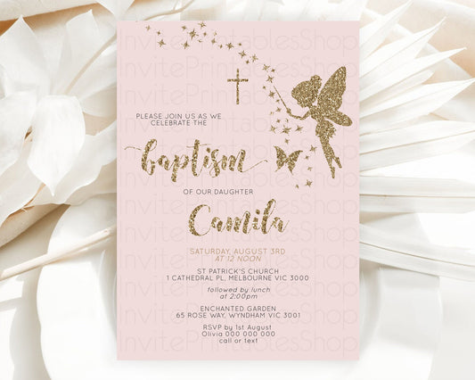 Editable Fairy Baptism Invitation Fairy Baptism 1st Birthday Invitation Ench