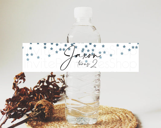 Editable Twinkle Stars Water Label Template Pastel Twinkle Little Star Party
