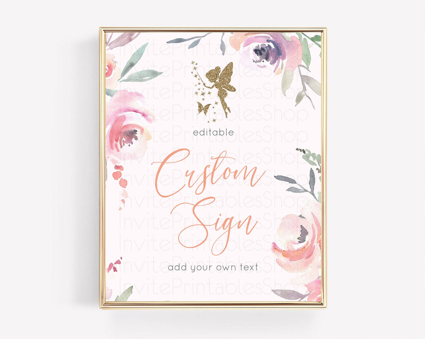 Fairy Sign Enchanted Garden Table Sign Decor Pastel Floral Butterfly Party Secret Garden Birthday Baptism Baby Shower Bridal Shower D10197