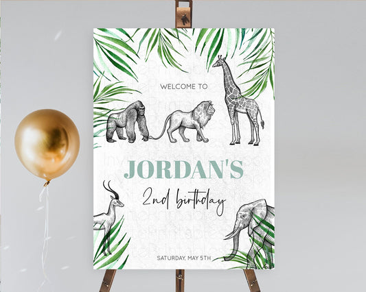 Editable Safari Welcome Sign Safari Welcome Board Lion Gorilla Elephant Rhin