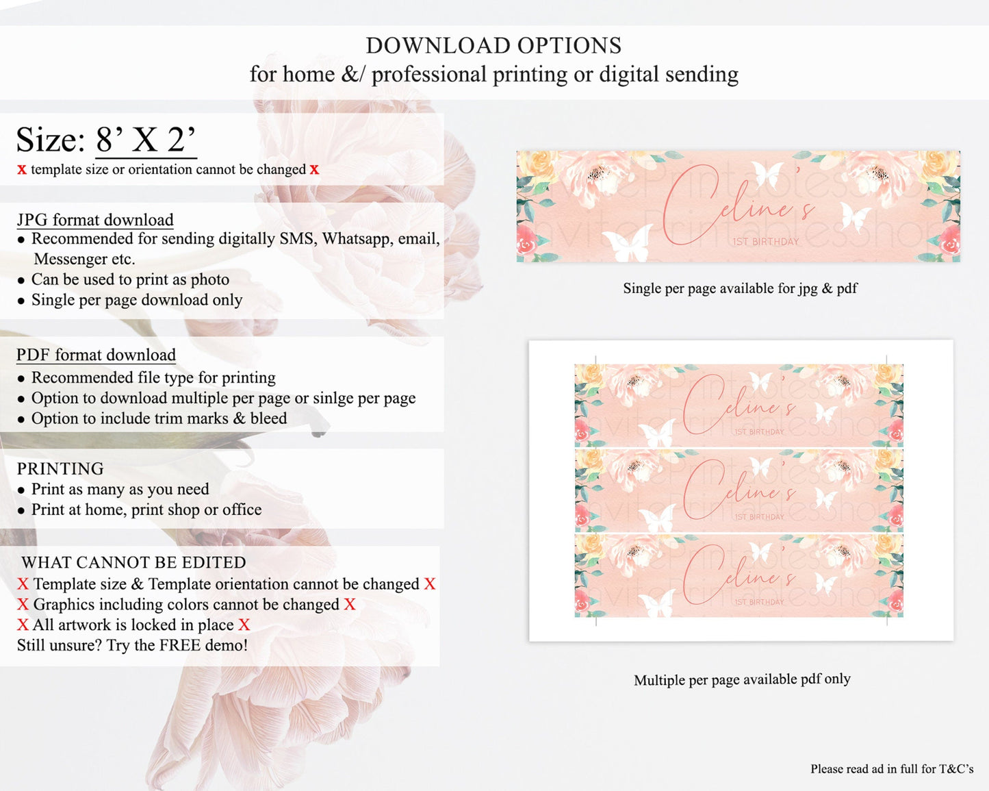 Wildflower Water Label Template Secret Garden Water Label Pastel Floral Garden Party Decor Boho Flowers Birthday Baby Shower Wedding D10245