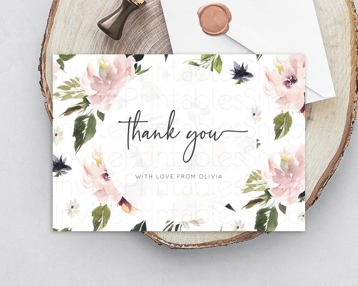 Editable Secret Garden Thank You Wildflower Thank You Card Pastel Flower Gar