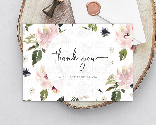 Editable Secret Garden Thank You Wildflower Thank You Card Pastel Flower Gar