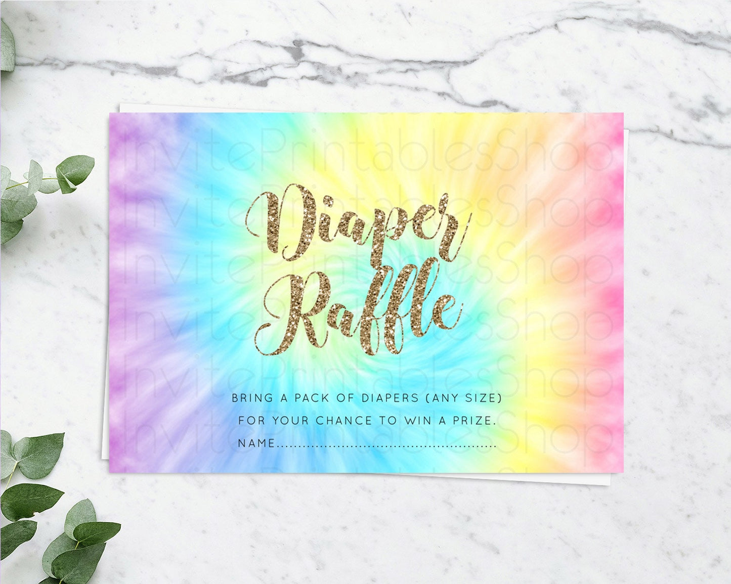 Tie Dye Diaper Raffle Card Rainbow Tie Dye Diaper Raffle Insert Pastel Rainbow Watercolor Diaper Ticket Tie Dye Colors Raffle Game D10580