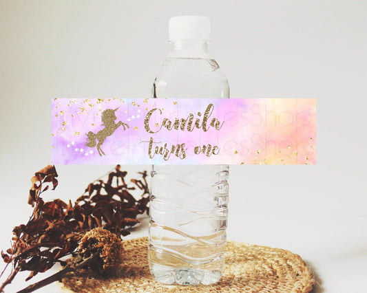 Editable Unicorn Rainbow Water Label Unicorn Unicorn Party Decor Magical uni