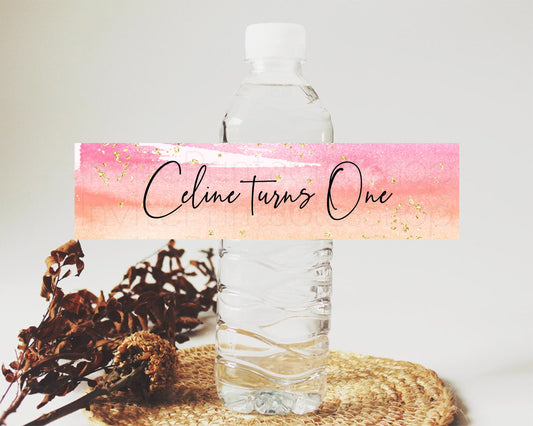 Editable Pastel Water Label Template Pastel Ombre Rainbow Watercolor Colorfu