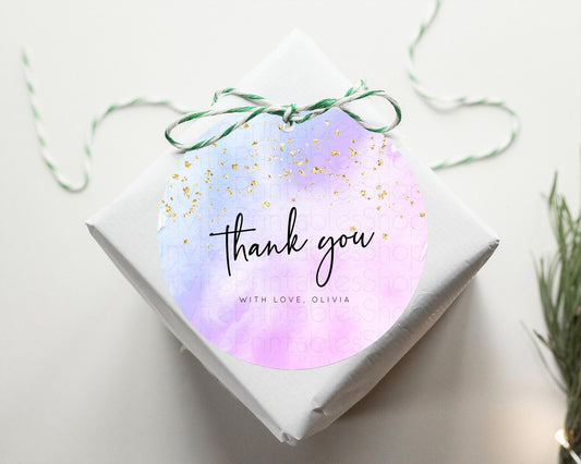 Purple Thank You Tags Purple Watercolor Thank You Gift Tags Pastel Purple Party Décor Watercolor Splash Favor Tag Birthday Thank You D10169