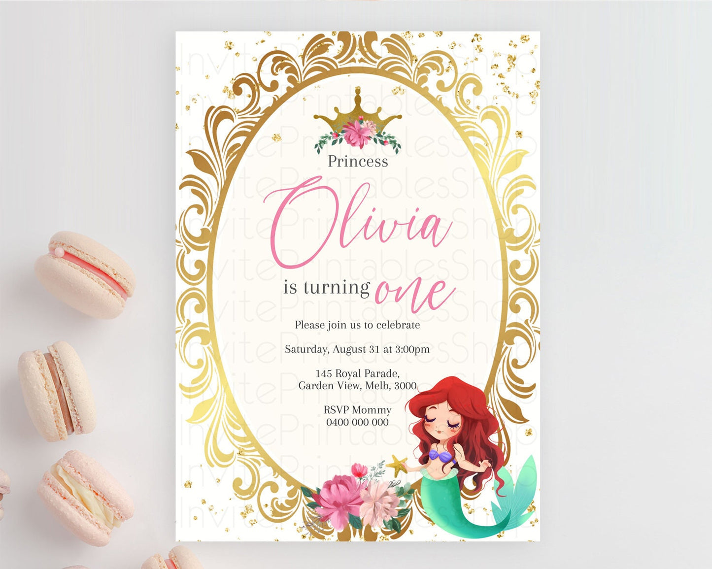 Princess Birthday Invitation Castle Invitation Royal Birthday Fairy Tale Enchanted Mirror Pastel Floral Garden 1st First Birthday D10746