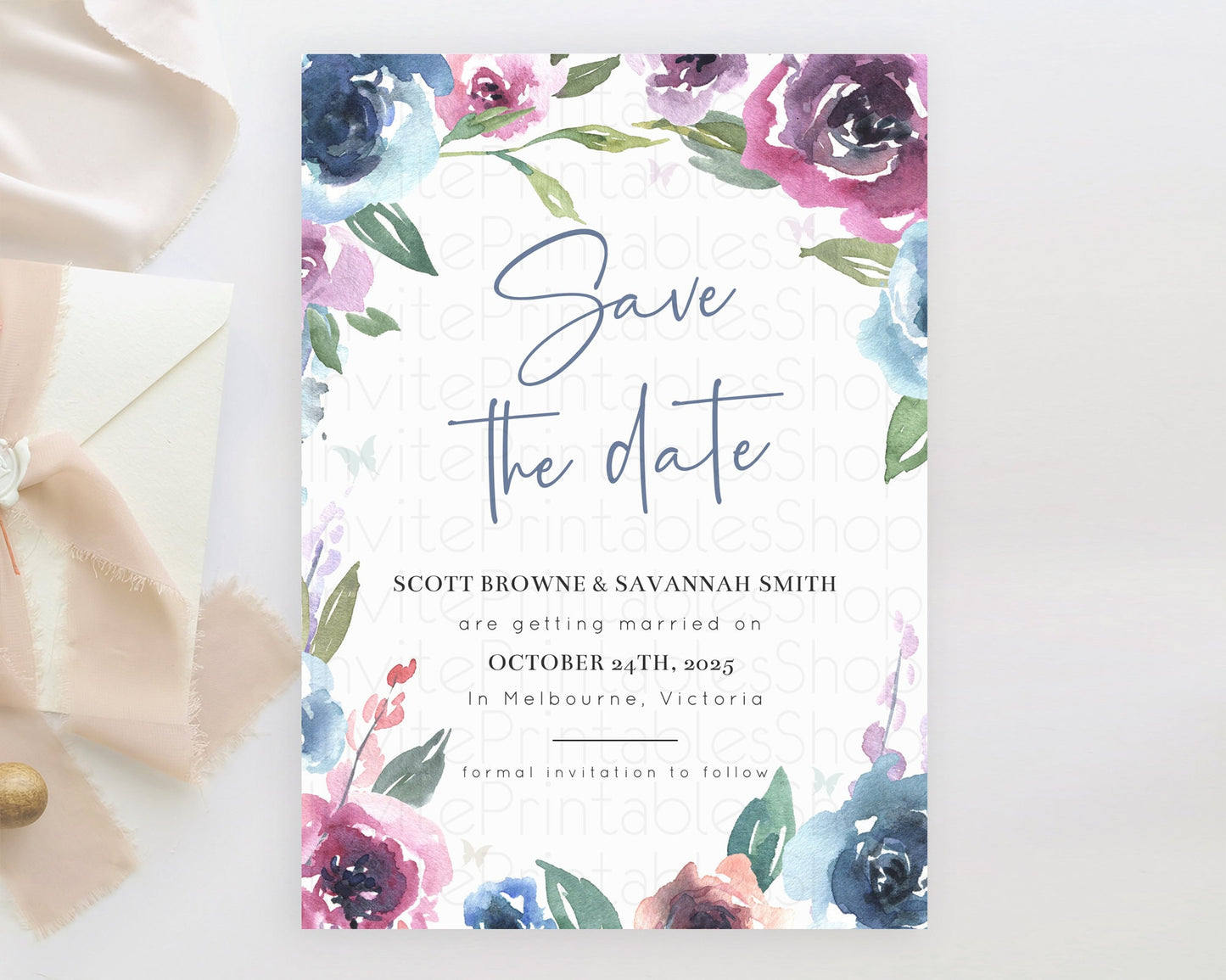 Wildflower Save The Date Template Secret Garden Save The Date Pastel Floral Garden Party Boho Flowers Birthday Baby Shower Wedding D10780