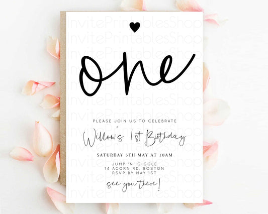 Editable Minimalist Birthday Invitation White Black Invitation Minimalist Pa