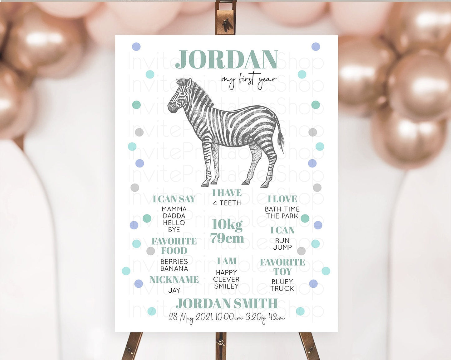 Zebra First Birthday Milestone Board Zebra Milestone Poster Zebra Decor Safari Adventure Zebra First Birthday Welcome Sign D10856