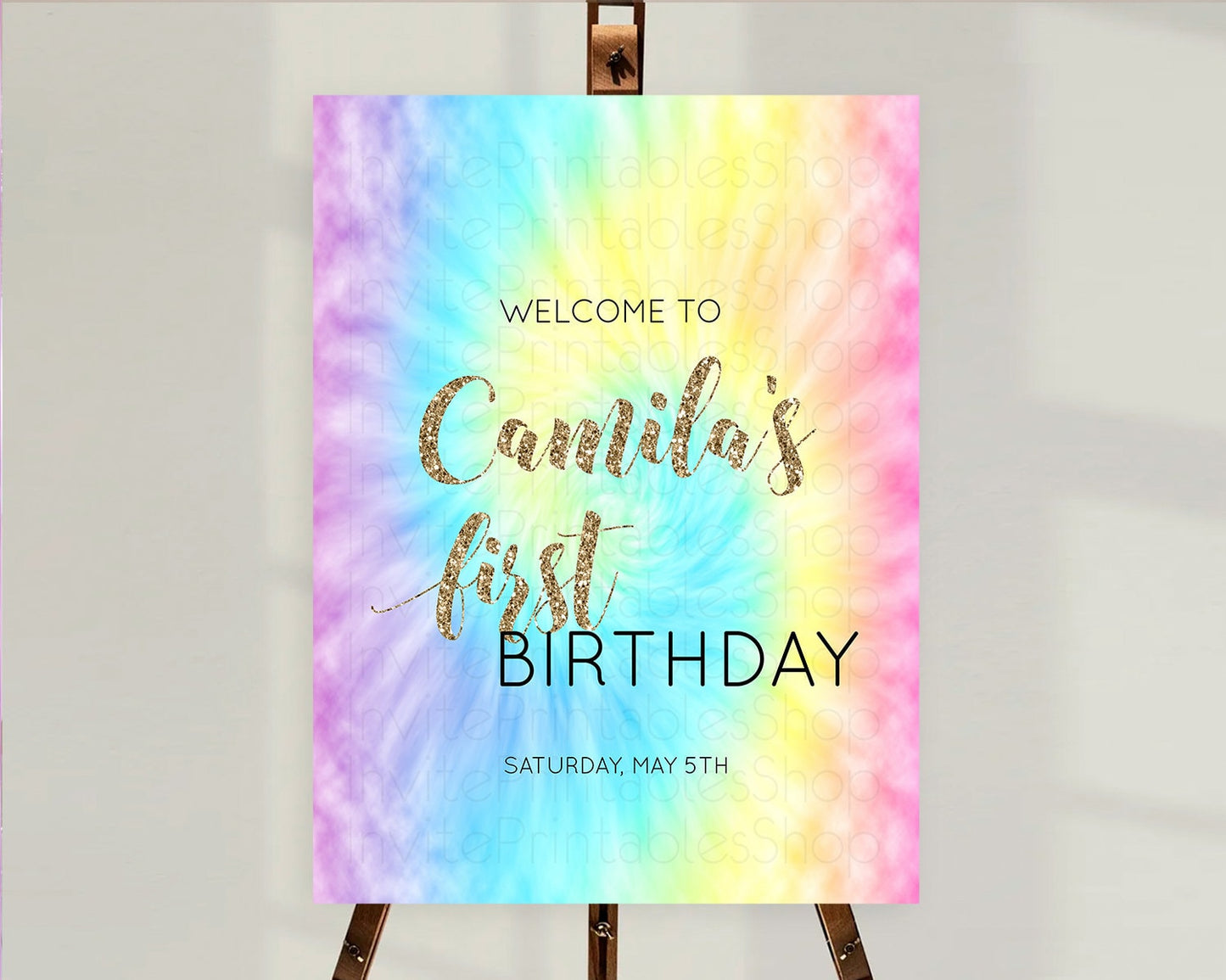 Tie Dye Welcome Board Rainbow Tie Dye Welcome Sign Pastel Welcome Poster Colorful Pastel Welcome Rainbow First Birthday Welcome Sign D10580