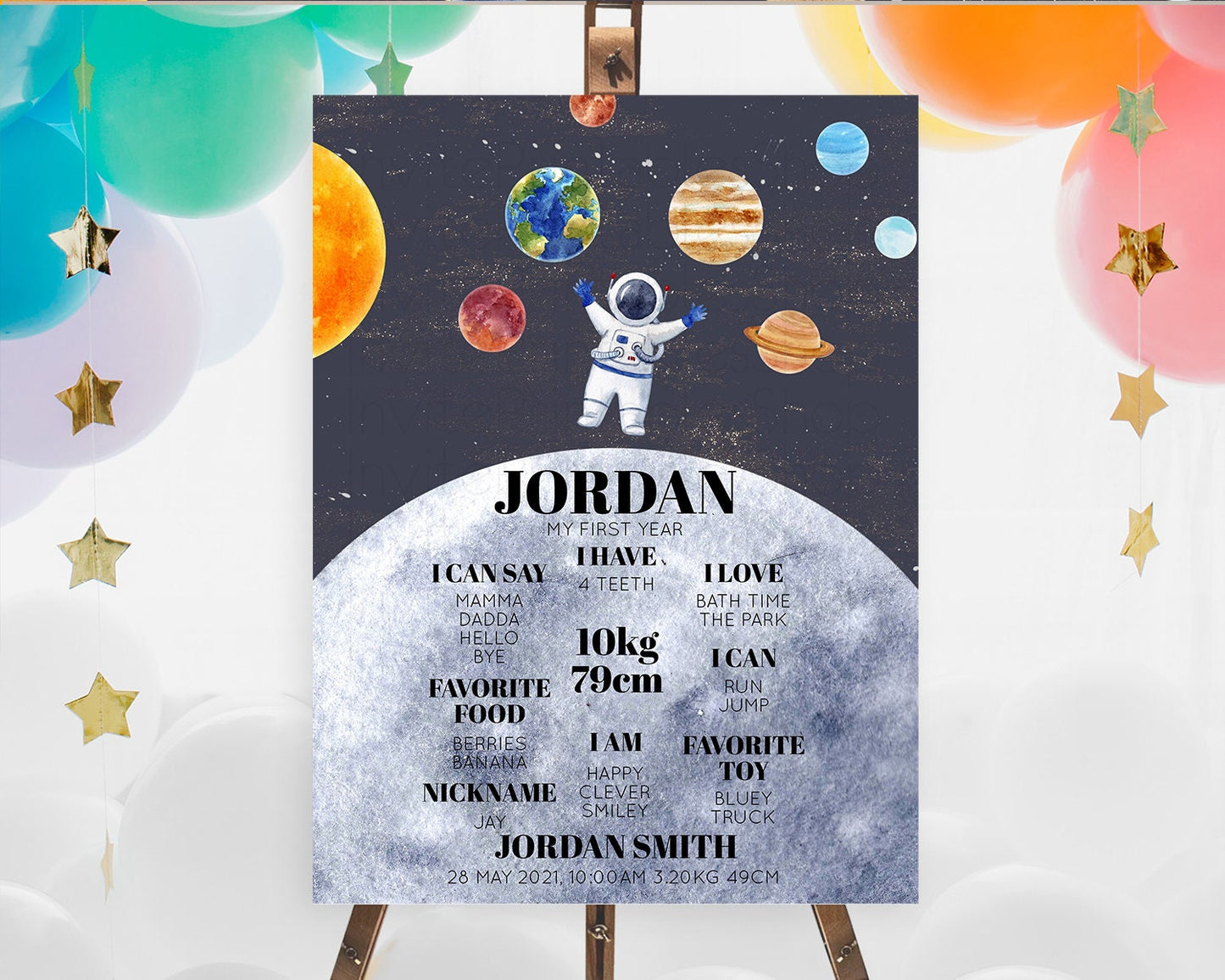 Space First Birthday Milestone Poster Space Milestone Board First Trip Around the Sun Planets Solar System ONE year Birthday Sign D10430