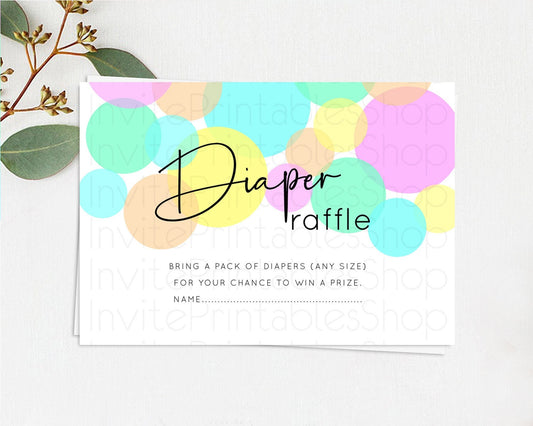 Editable Rainbow Diaper Raffle Card Pastel Sprinkles Diaper Raffle Insert Ra
