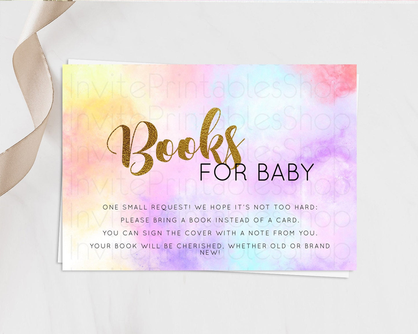 Pastel Books For Baby Card Pastel Rainbow Book Insert Colorful Ombre Watercolor Book Card Confetti Glitter Baby Book Poem Request D10435