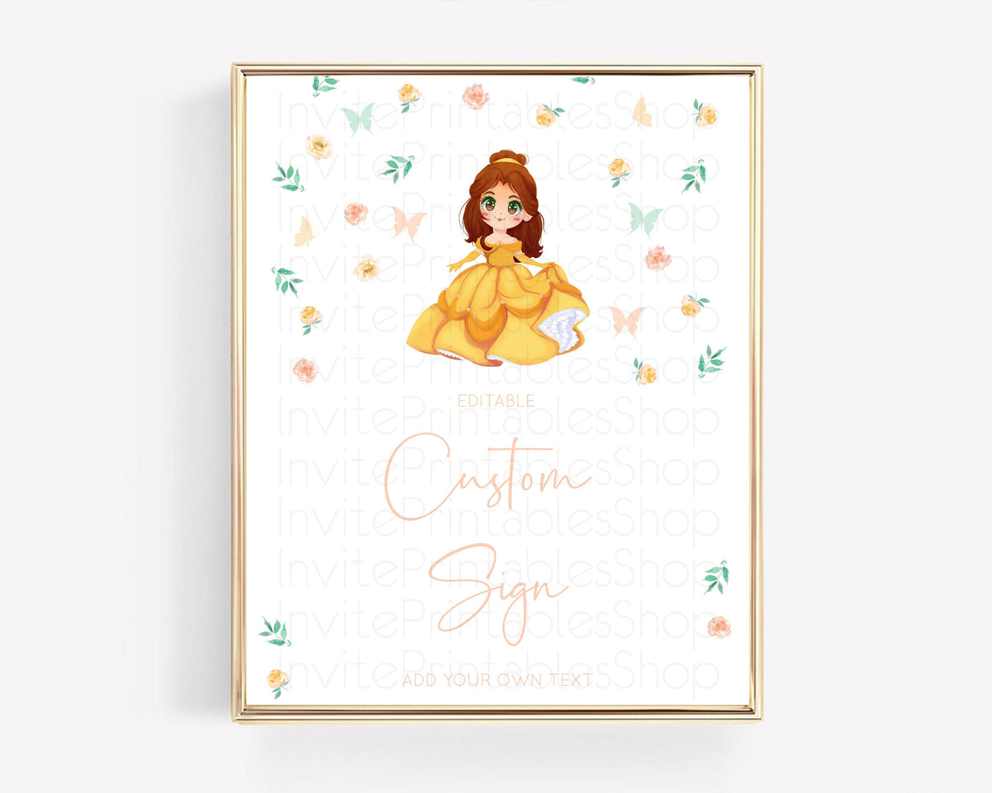 Princess Party Table Sign Decor Secret Garden Enchanted Castle Pastel Floral Royal Party For 1st Birthday Baptism Baby Shower D10890